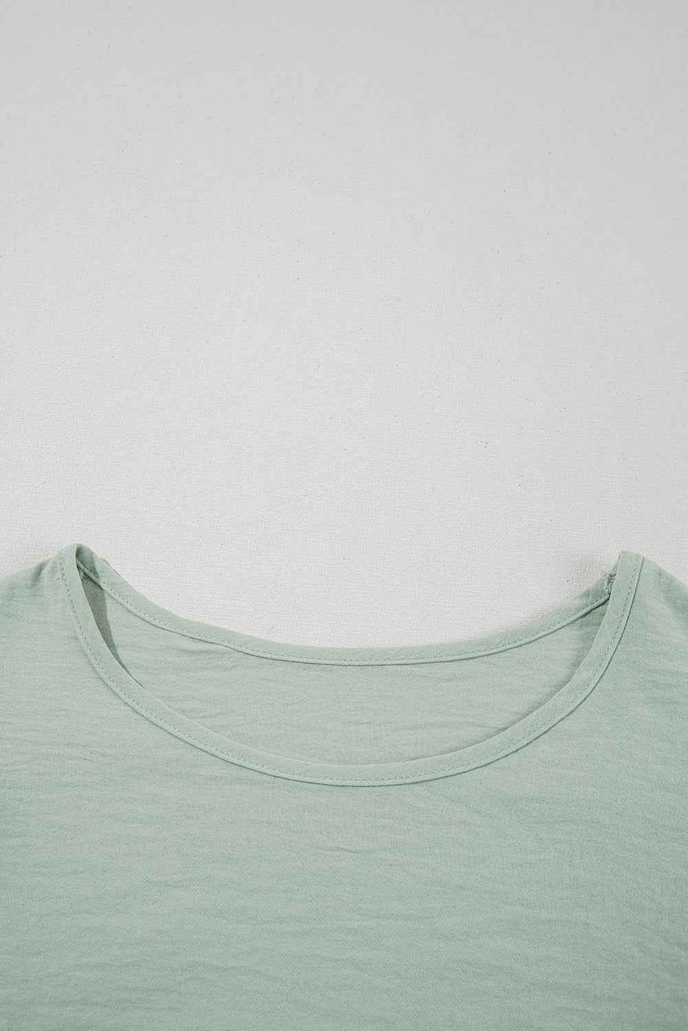 Aqua Ruffle Sleeve Blouse - Clearly Aqua Solid Color Crinkled Top