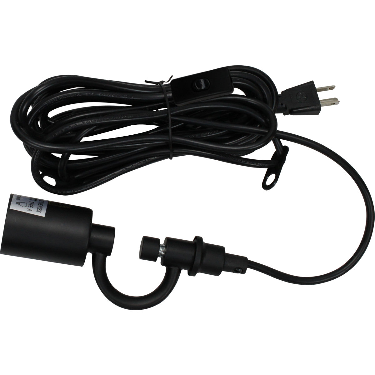 14"W 1 Light Swag Plug-In Pendant  Shallow Drum Textured Oatmeal Shade Black Cord