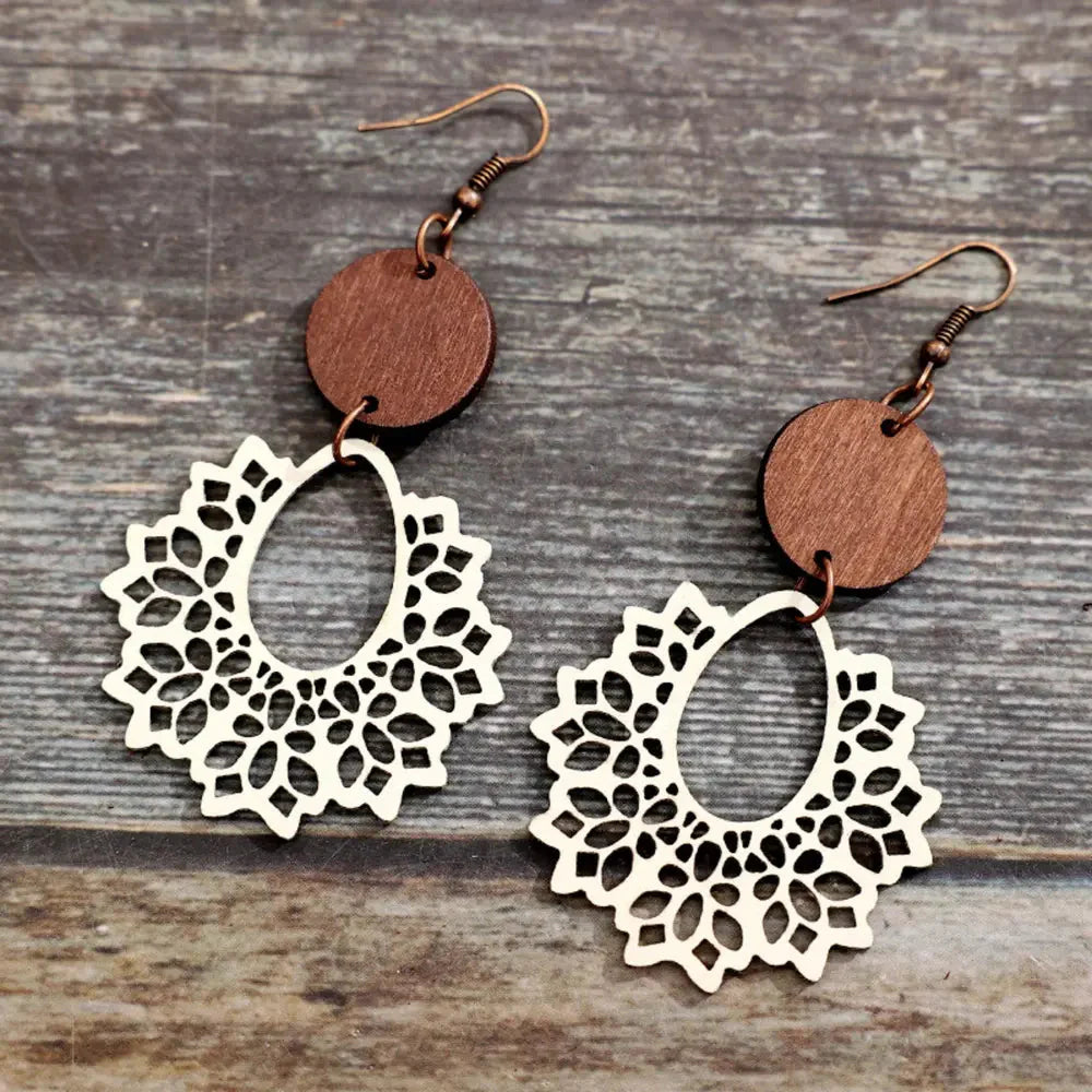 Boho Mandala Geometric Cutout Dangle Earrings