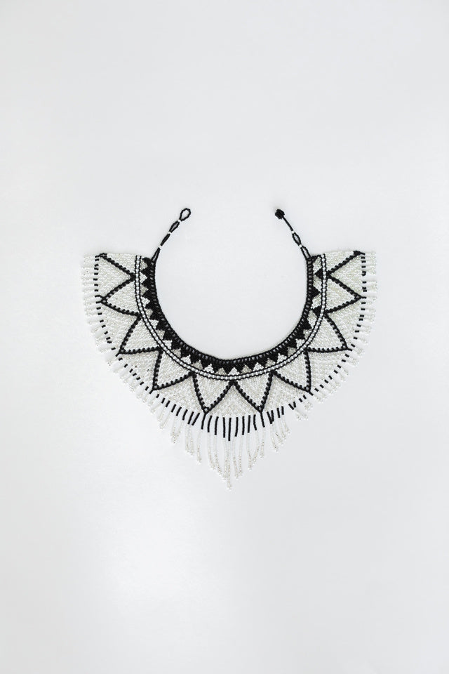 Black Cascading Beaded Hat Necklace