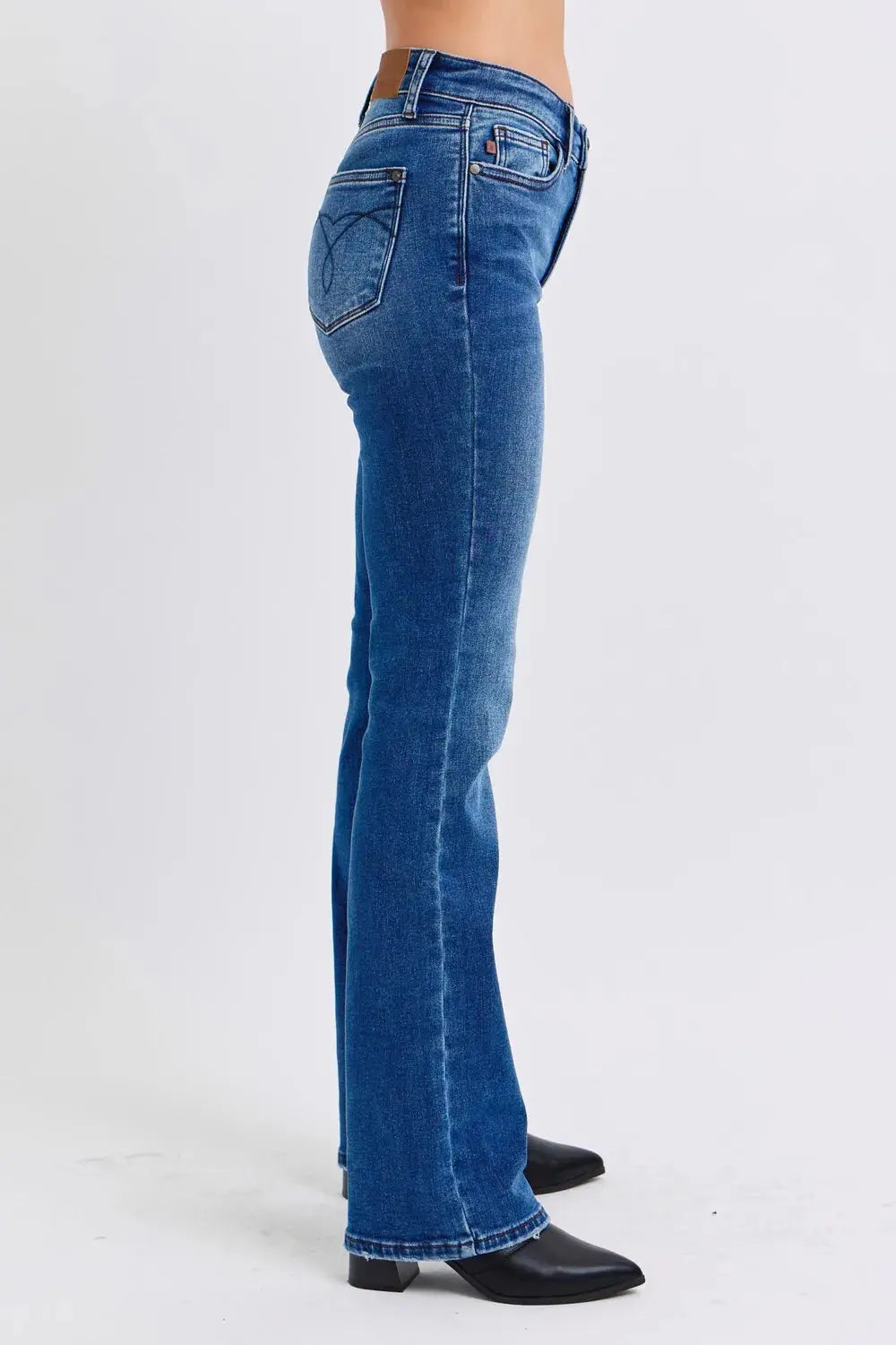 Full Size Run Mid-Rise Bootcut Judy Blue Jeans with Thermal Lining