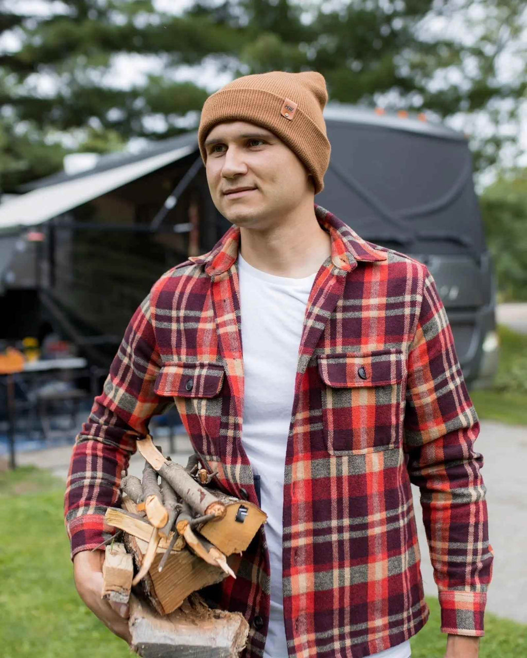 HAAKWEAR Camel Brown Beanie - Classic Knit Cuffed Hat Made in USA