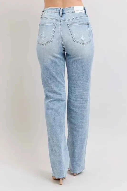 Judy Blue Plus Size Women's Jeans - Full Size Mid Rise Light Wash Dad Jeans