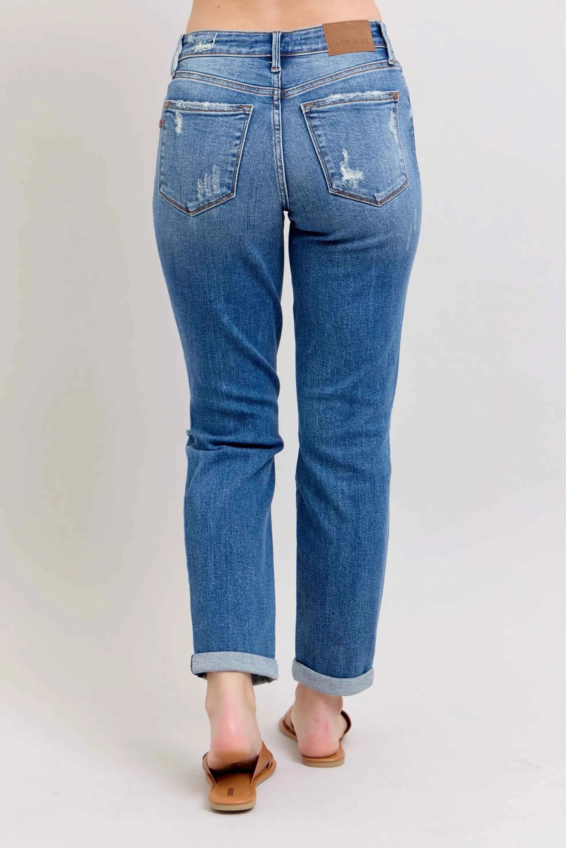 Judy Blue Plus Size Boyfriend Jeans in Vintage Wash for Women