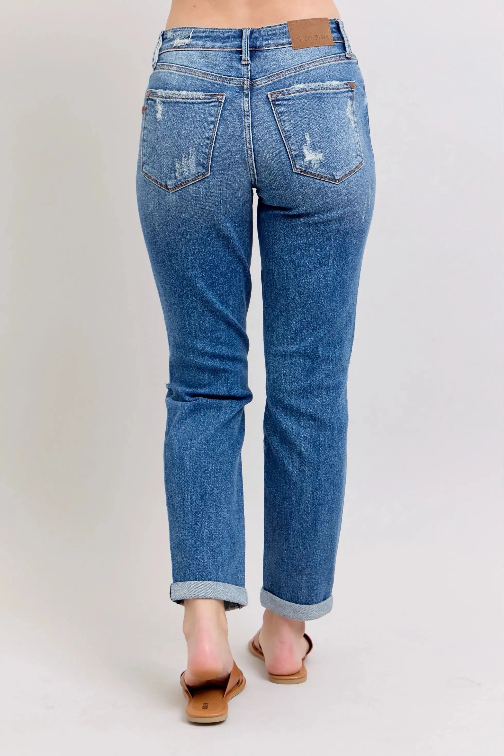 Full Size Mr Vintage Wash Boyfriend Fit w/ Destroy Judy Blue Jeans