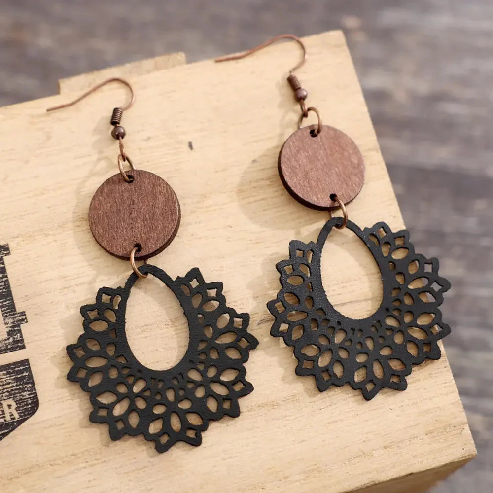 Boho Mandala Geometric Cutout Dangle Earrings