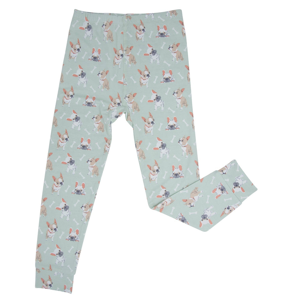Mint Frenchie Puppy Big Kid Pajama