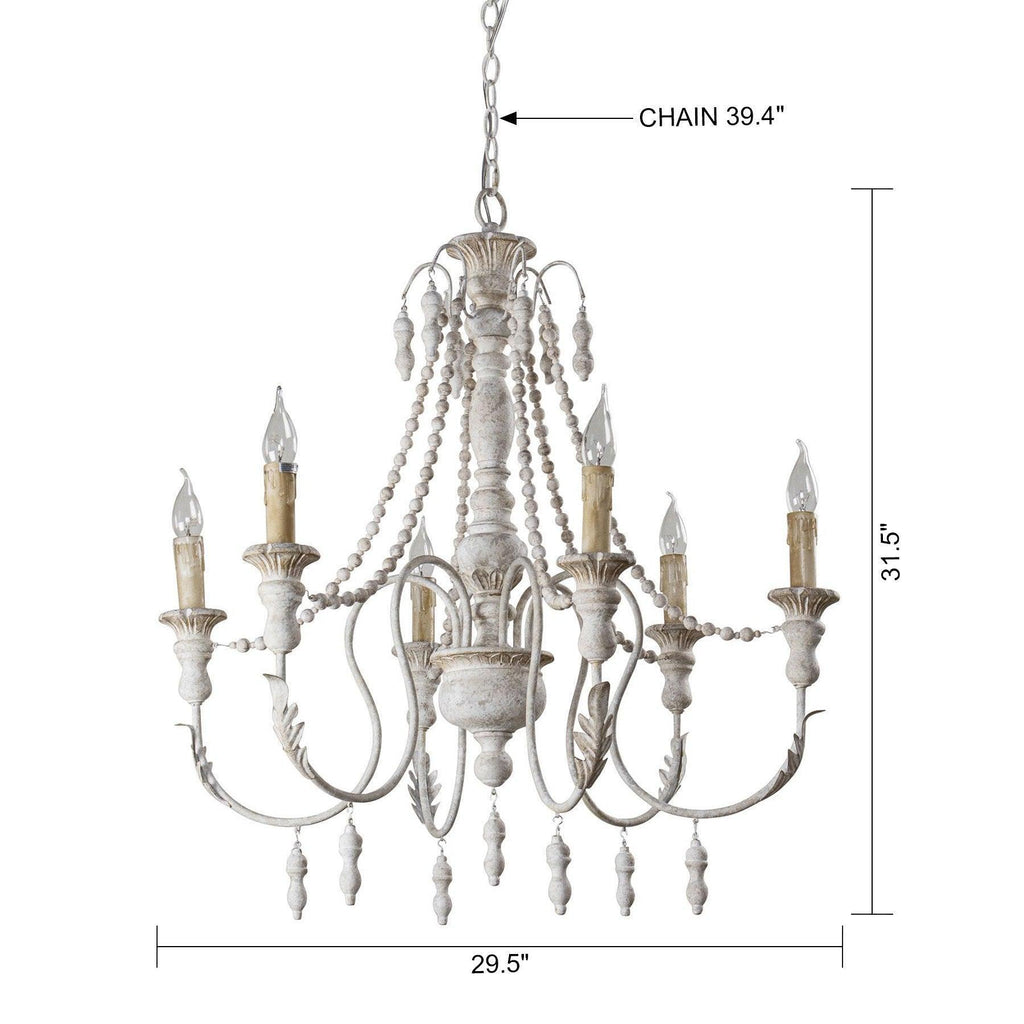 Billiter 6-Light Wood White Chandelier