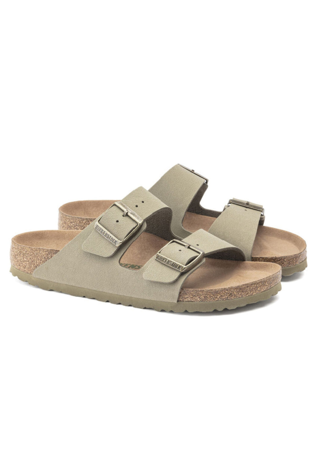Birkenstock Arizona Vegan Birkibuc Regular Width in Khaki
