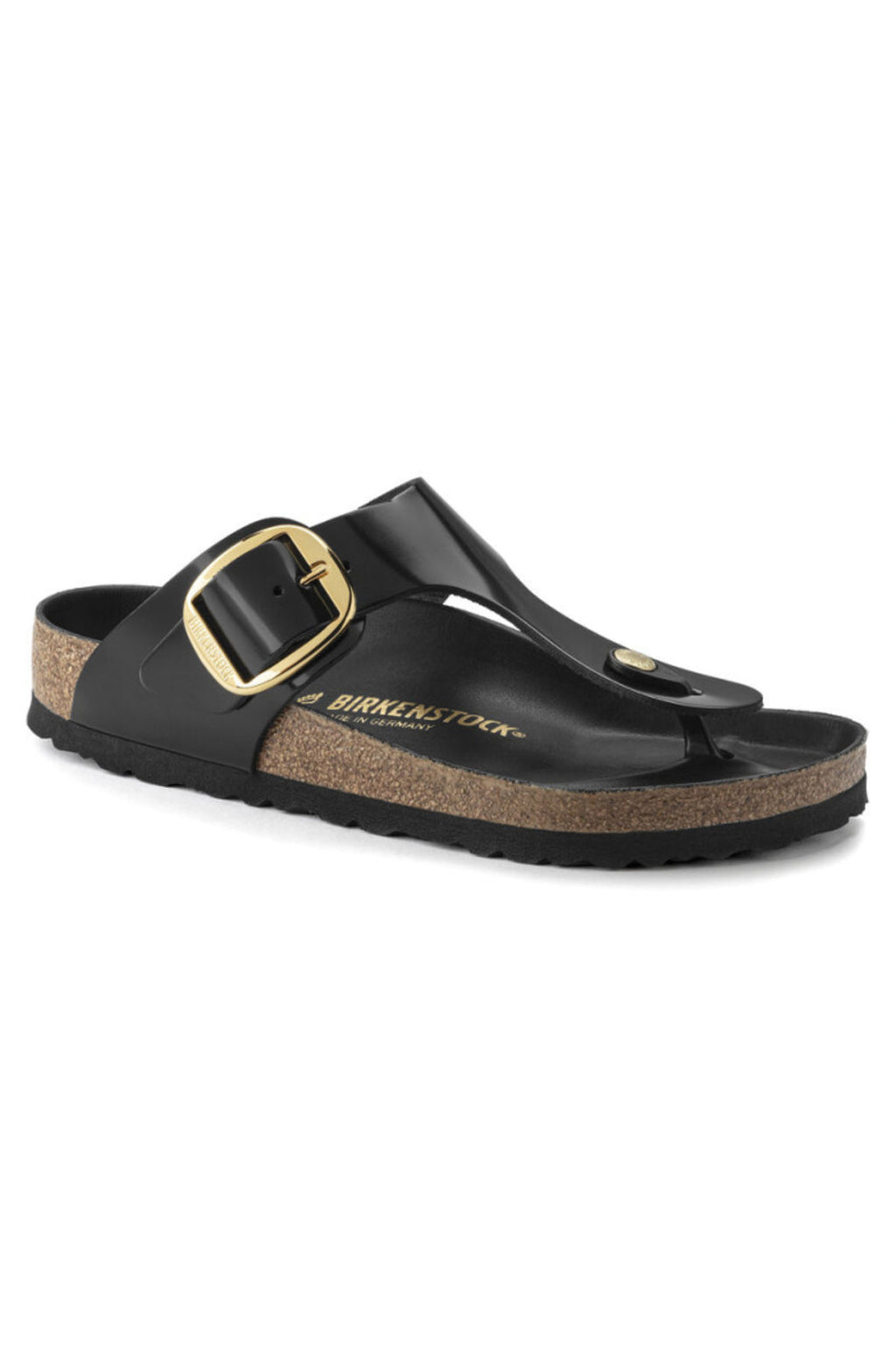 Birkenstock Gizeh Big Buckle Regular Width in Black Shine