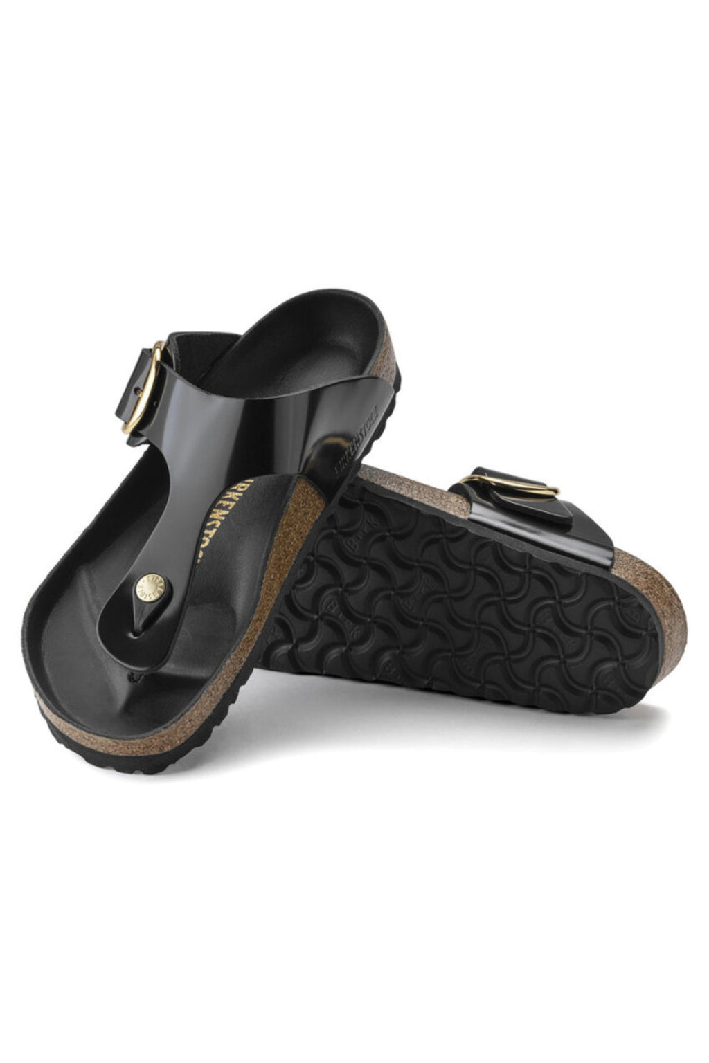 Birkenstock Gizeh Big Buckle Regular Width in Black Shine