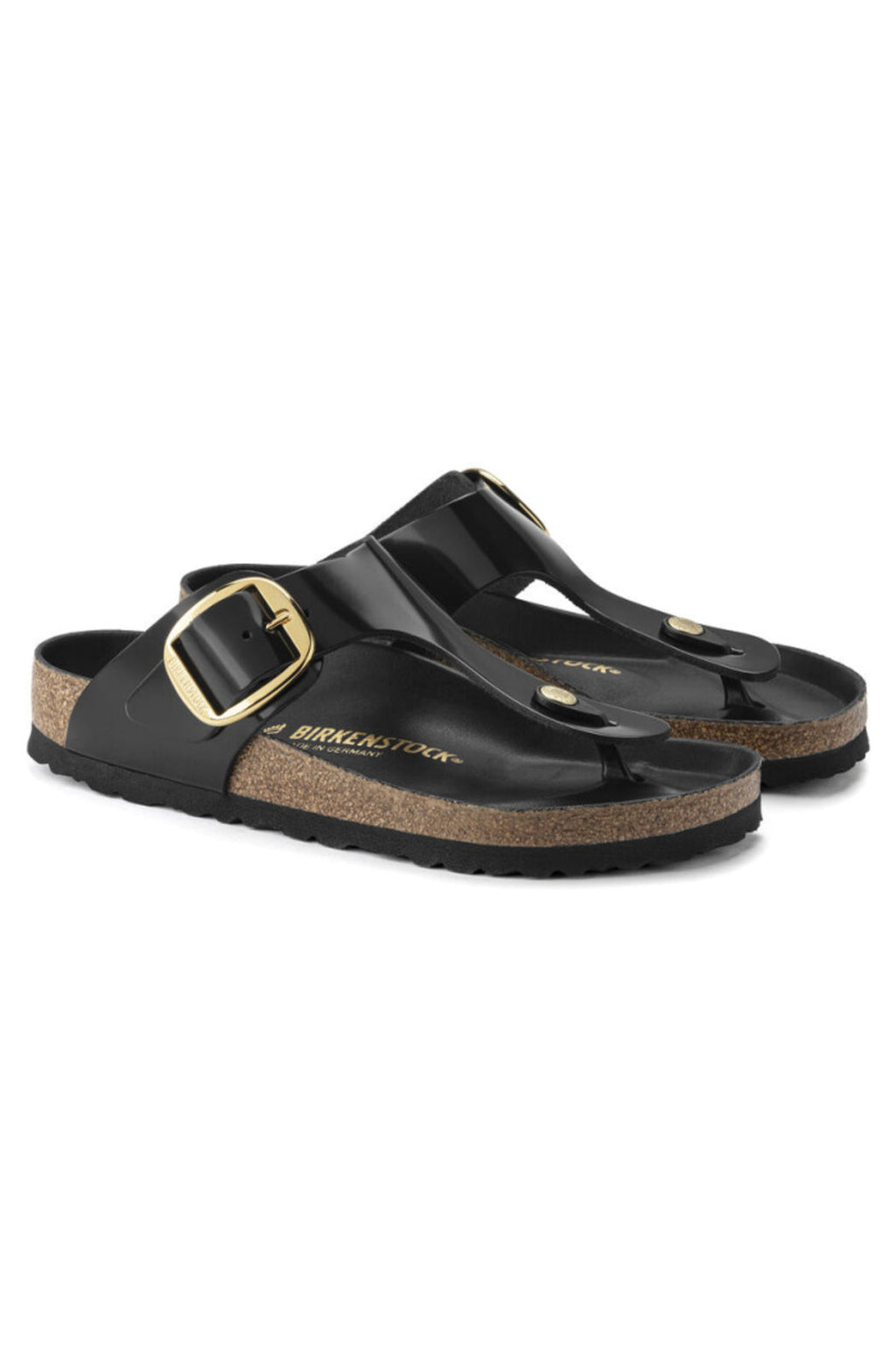 Birkenstock Gizeh Big Buckle Regular Width in Black Shine