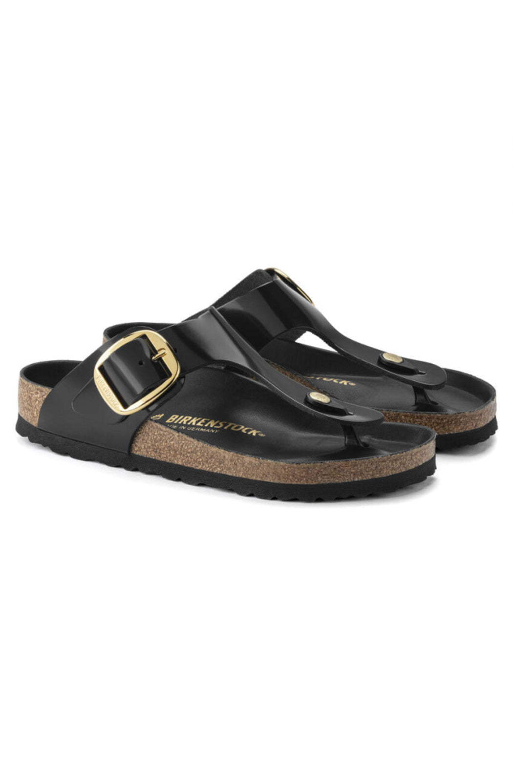 Birkenstock Gizeh Big Buckle Regular Width in Black Shine