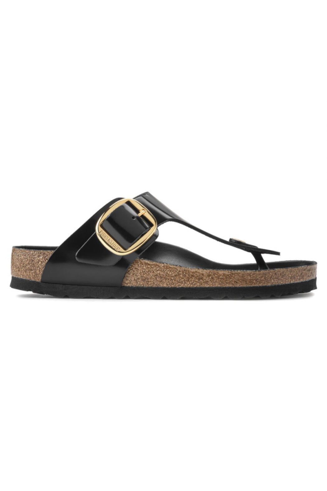 Birkenstock Gizeh Big Buckle Regular Width in Black Shine