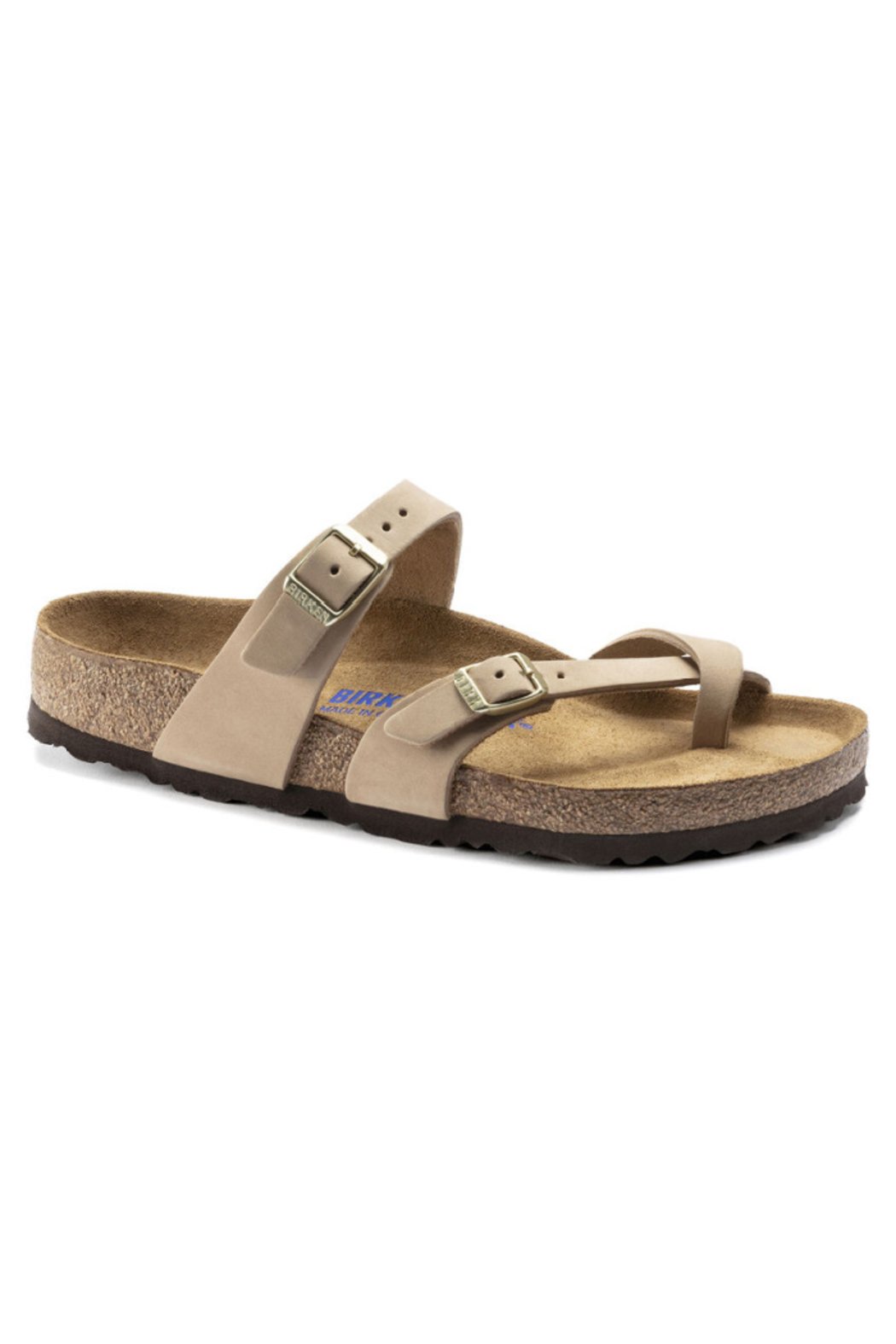Birkenstock Mayari Nubuck Leather Soft Footbed Medium/Wide Width in Sandcastle