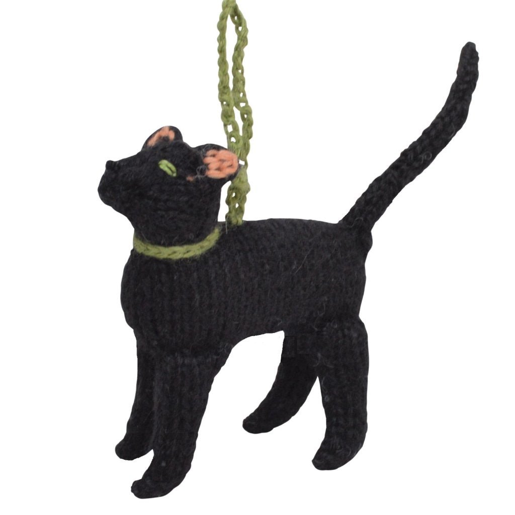 Black Cat Hand Knit Christmas Ornament Arcadia Home