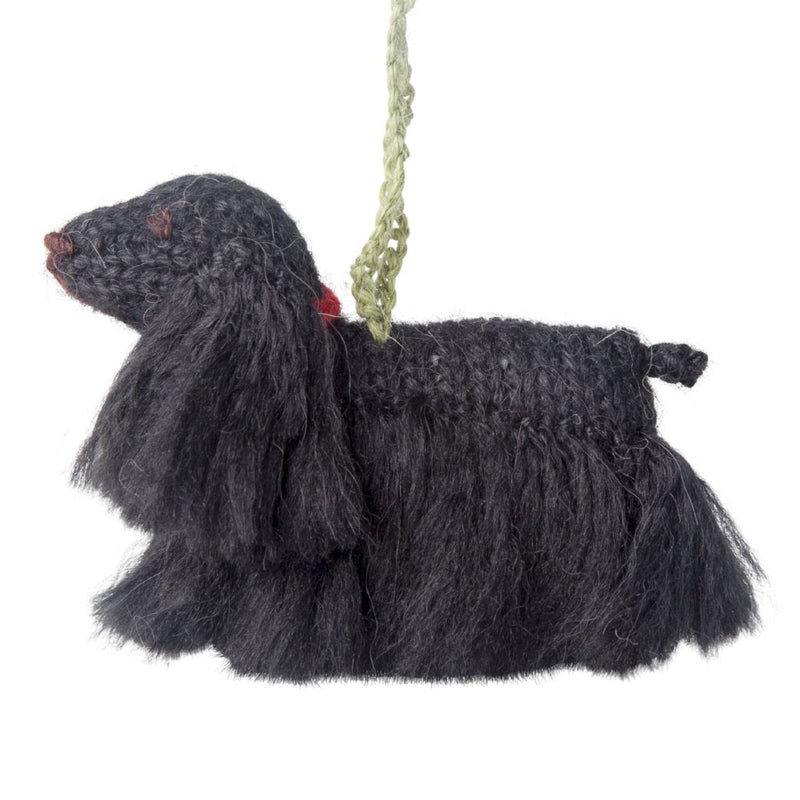 Black Cocker Spaniel Dog Hand Knit Christmas Ornament Arcadia Home