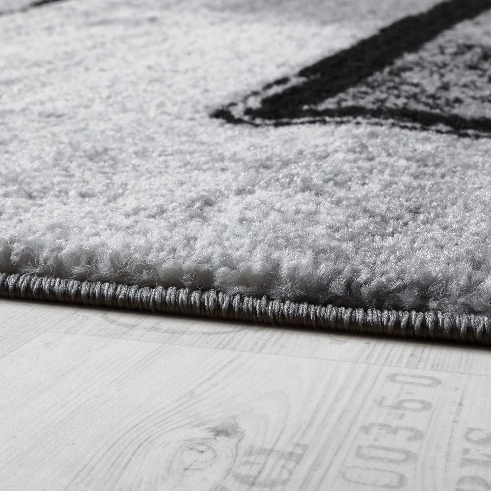 Black White Area Rug Montreal Abstract Paint Effect