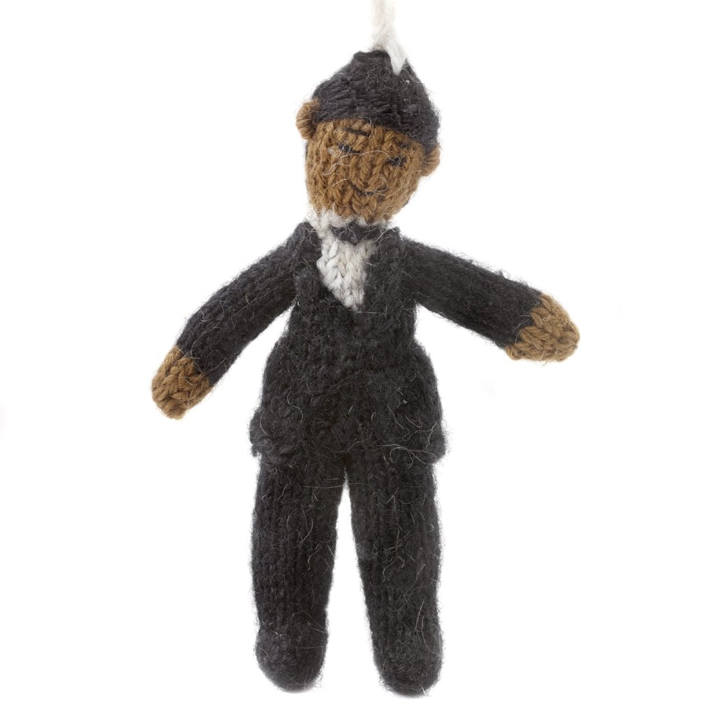 Black/Brown Groom Hand Knit Wedding Ornament Arcadia Home