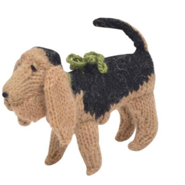 Bloodhound Dog Hand Knit Christmas Ornament Arcadia Home