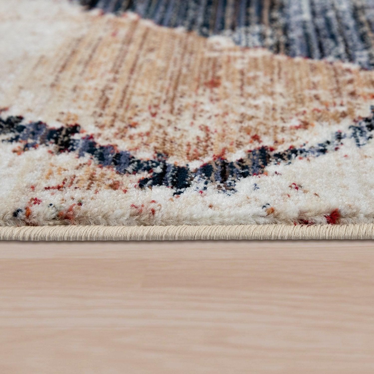 Boho Rug For Living Rooms Diamond Pattern Red Cream