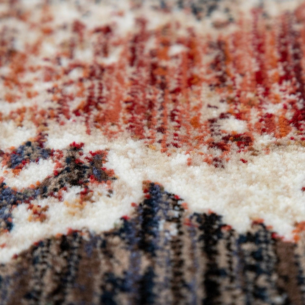 Boho Rug For Living Rooms Diamond Pattern Red Cream