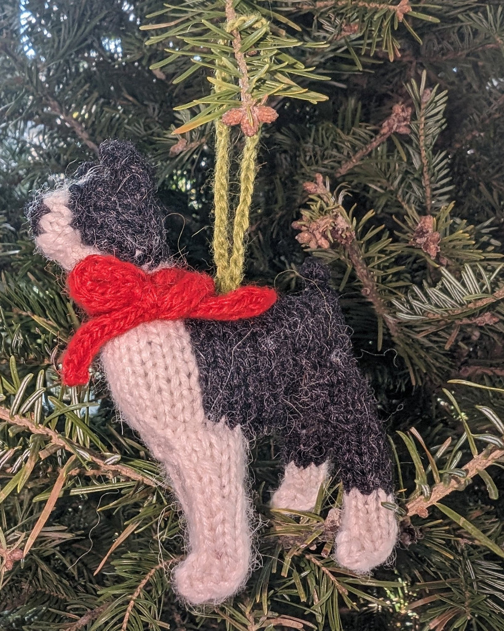Boston Terrier Hand Knit Christmas Ornament Arcadia Home