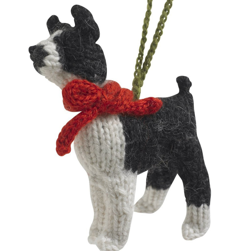 Boston Terrier Hand Knit Christmas Ornament Arcadia Home