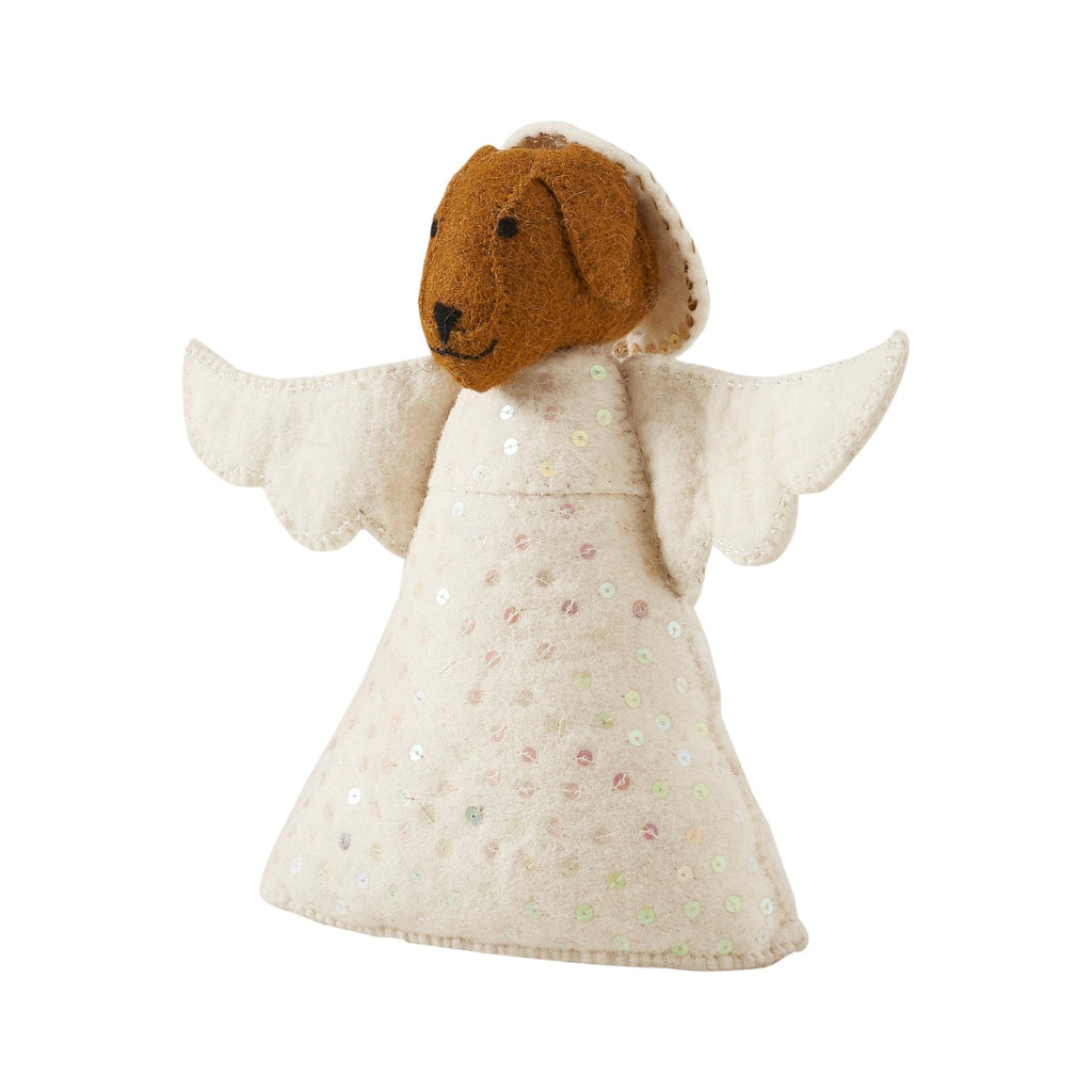 Brown Dog Angel Handmade Felt Christmas Tree Topper Arcadia Home