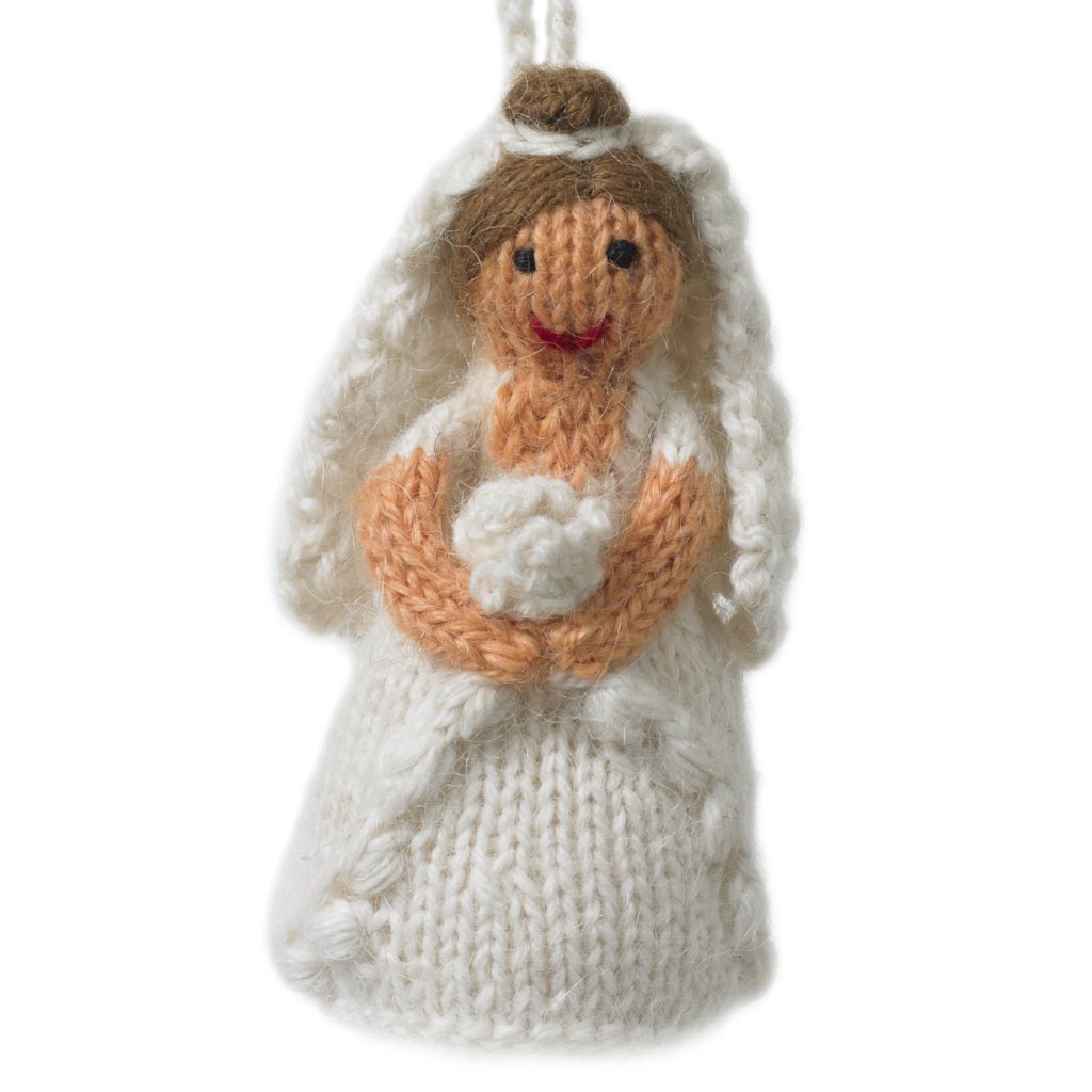 Brunette Bride Ornament Hand Knit Wedding Ornament Arcadia Home