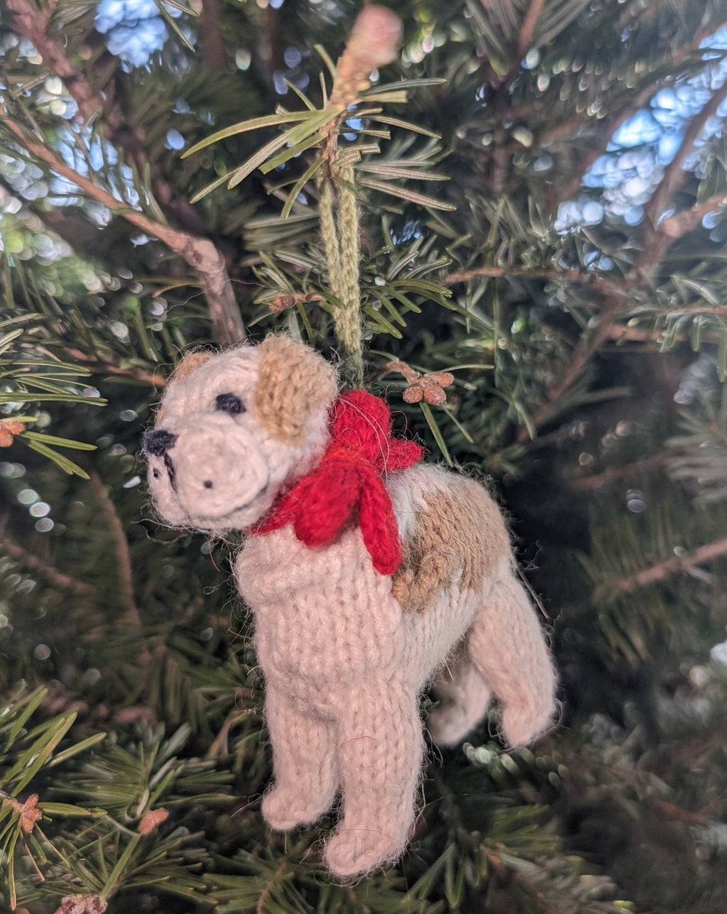 Bulldog Dog Hand Knit Christmas Ornament Arcadia Home