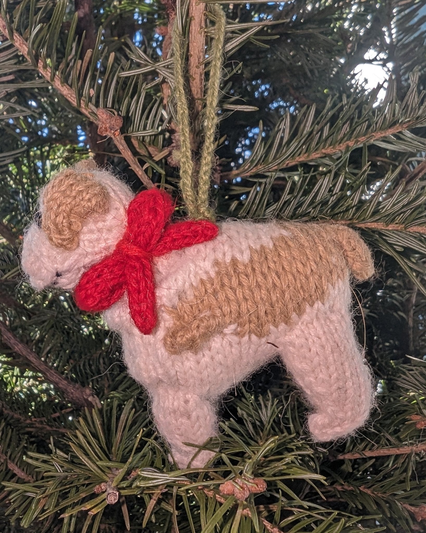 Bulldog Dog Hand Knit Christmas Ornament Arcadia Home