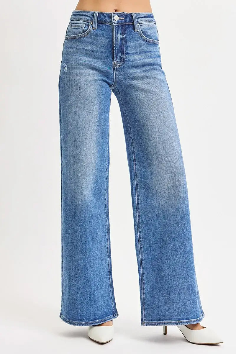 RISEN High Rise Wide Leg Jeans Plus Size