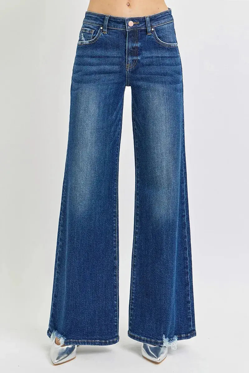 Mid Rise Wide Leg Denim RISEN Jeans in Full & Plus Sizes