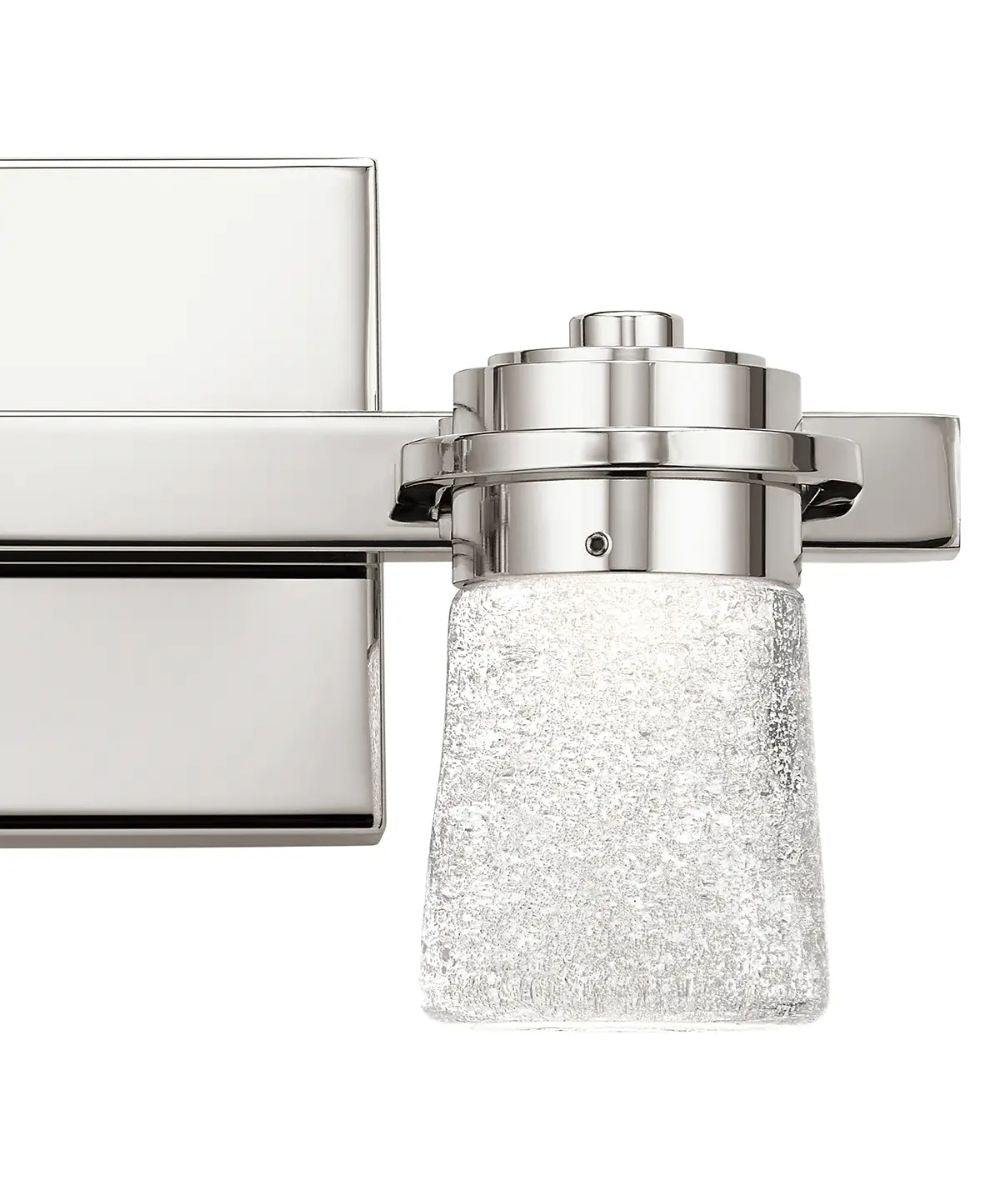 Vada 15"W 2-Light LED Vanity Bath Light, Polished Nickel Finish Clear Bubble Glass Shade by Kichler