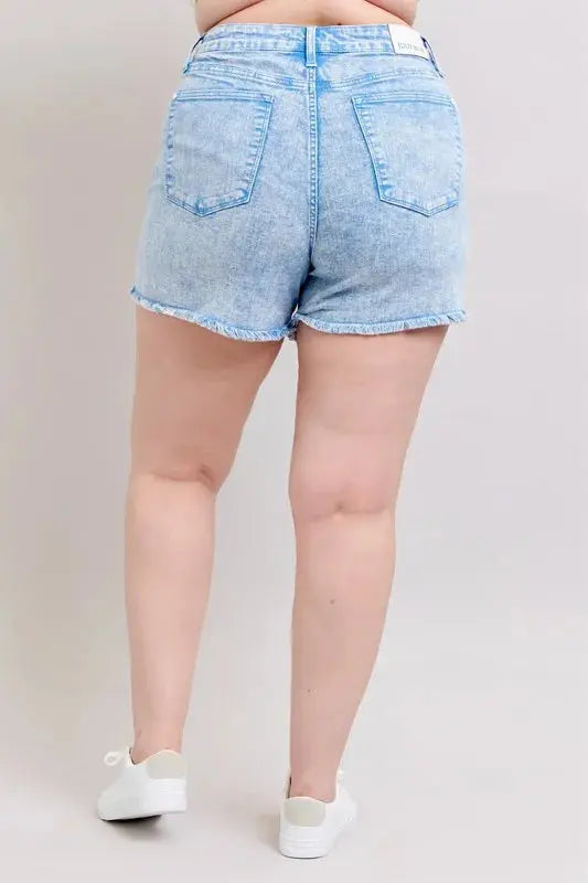 Judy Blue Jeans - Full Size Mid Rise Garment Dyed Denim Shorts