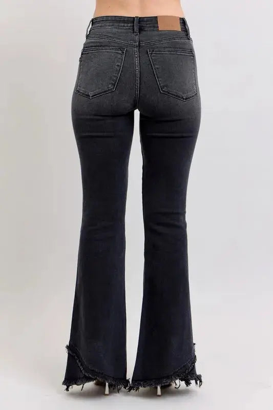 Judy Blue Full Size/Plus Size High Waist Flare w/ Mock Fray Tulip Hem