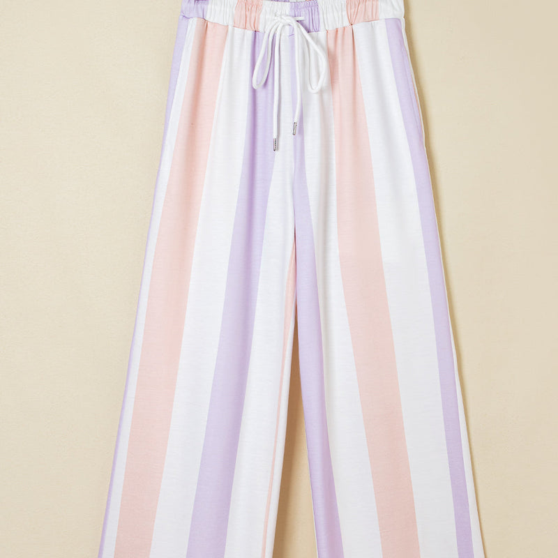 Stripe Drawstring Waist Side Pocket Pants