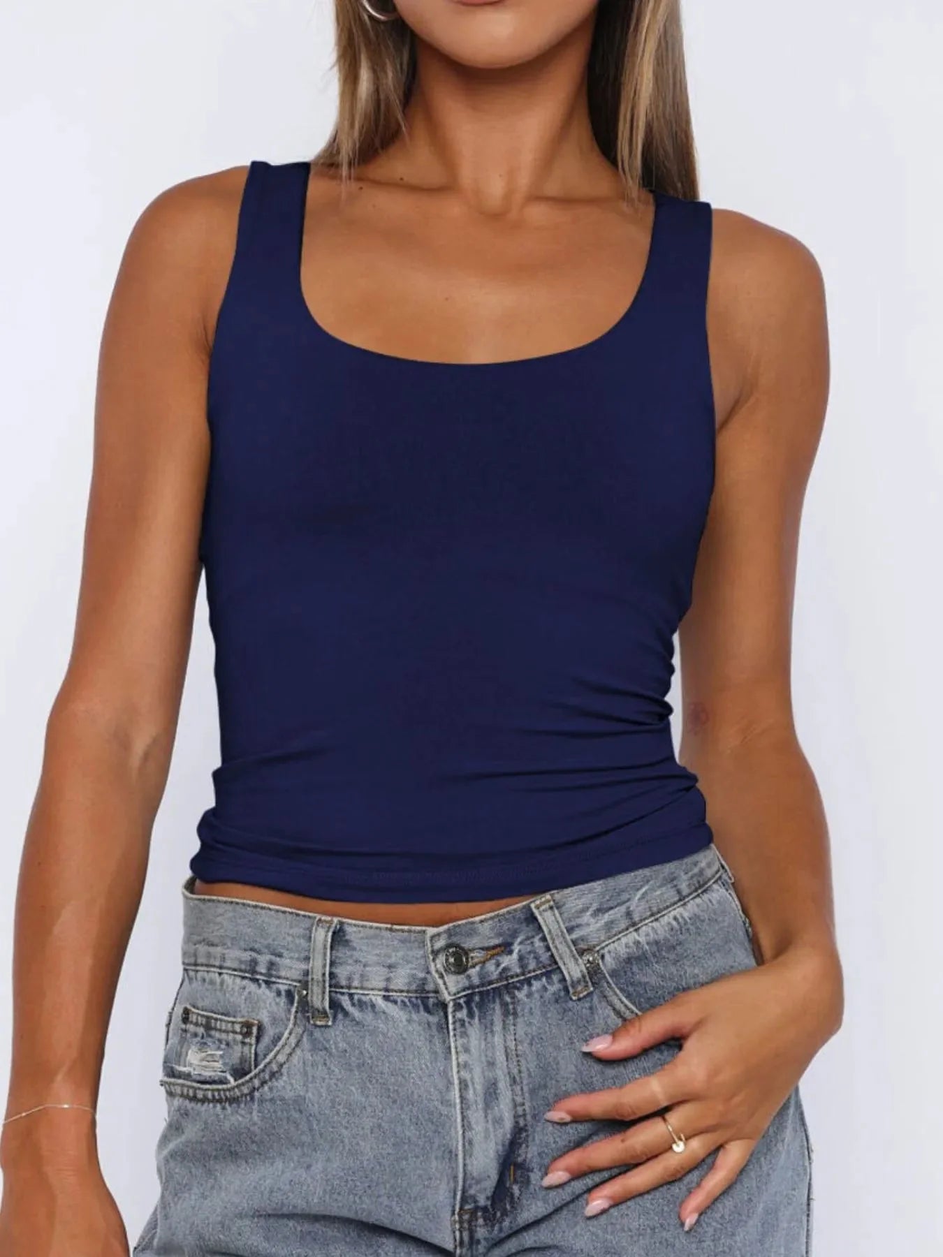 Women's Square Neck Wide Strap Tank Top