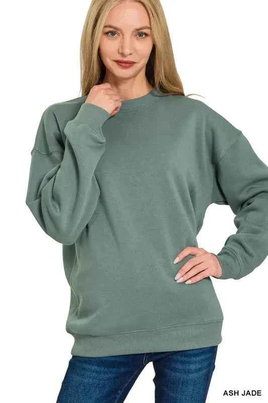 Zenana Fleece Round Neck Sweatshirts Women's Top