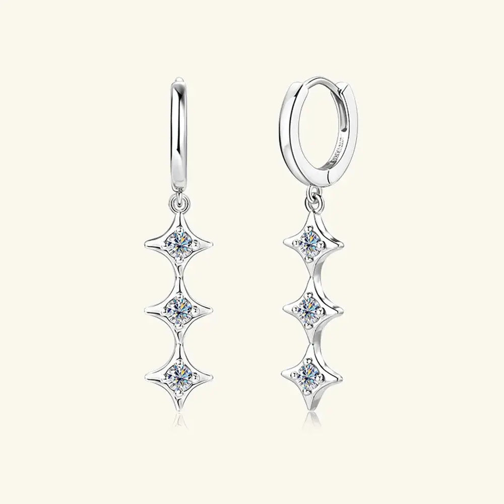 925 Sterling Silver Geometric Shape Moissanite Drop Earrings