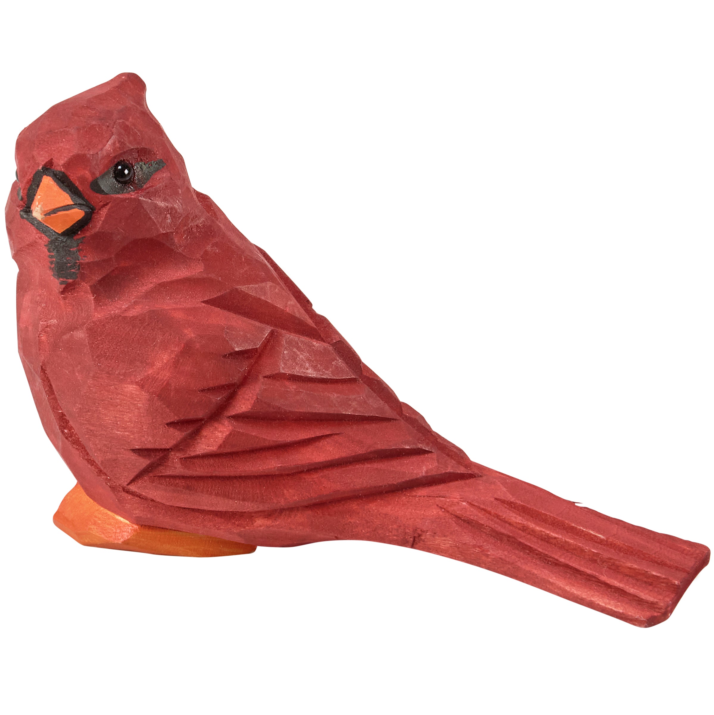 Carved Wood Red Cardinal Figurine