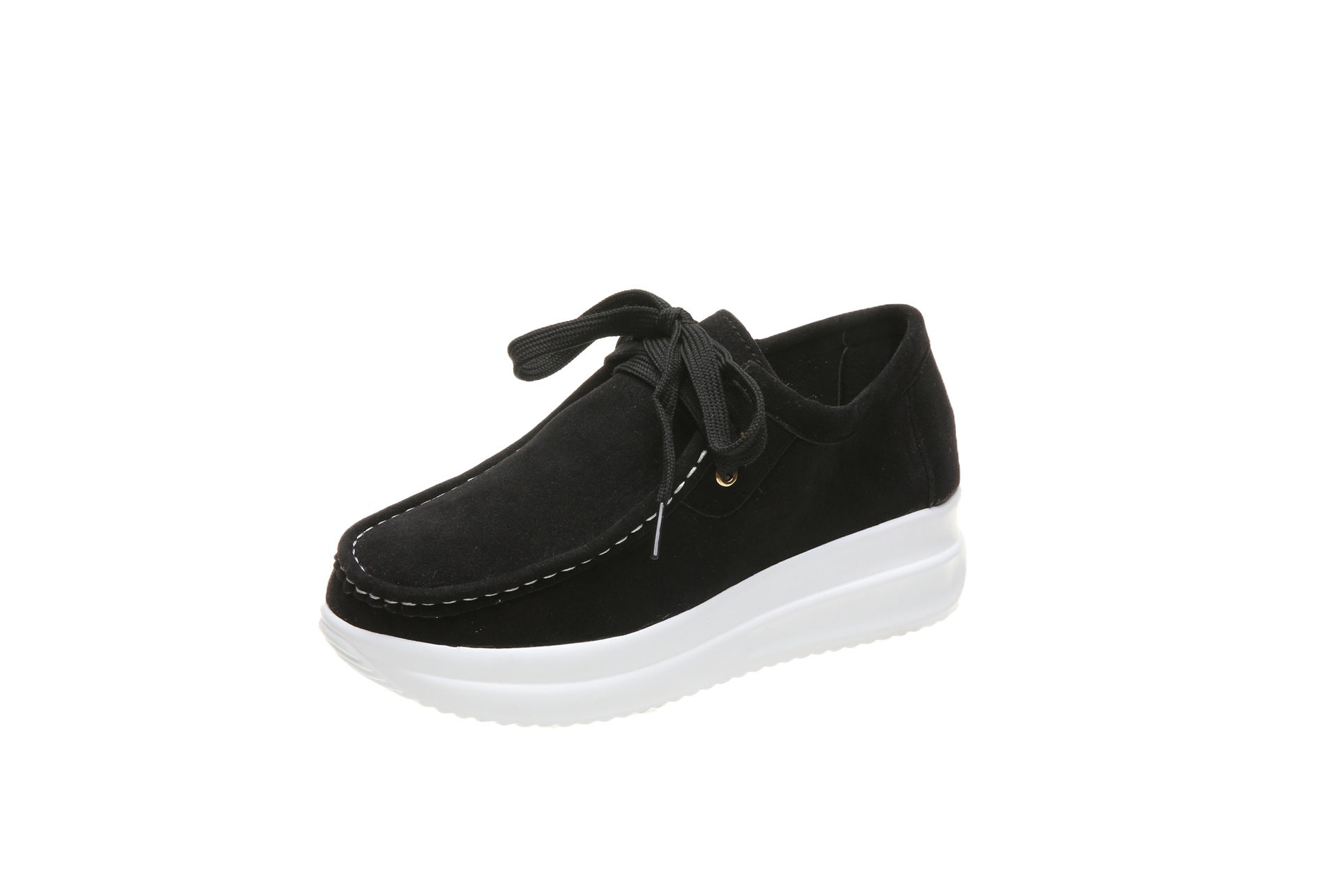 Casual sports single shoe round toe lace up flat bottom comfortable mesh women's shoes