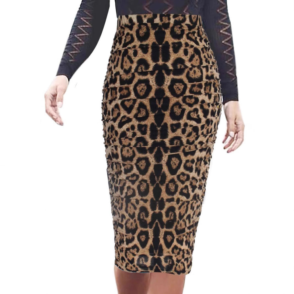Sexy Leopard Print High Waist Skirt - Sheath Design