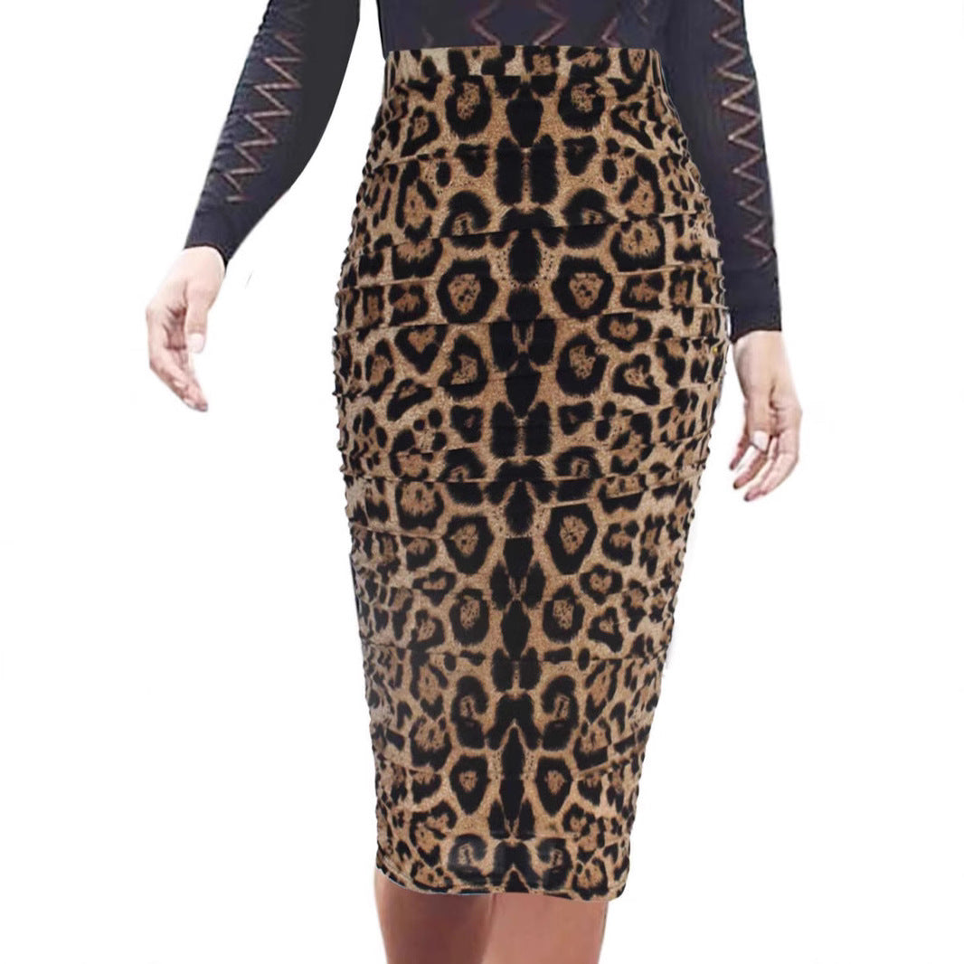 Sexy Leopard Print High Waist Skirt - Sheath Design