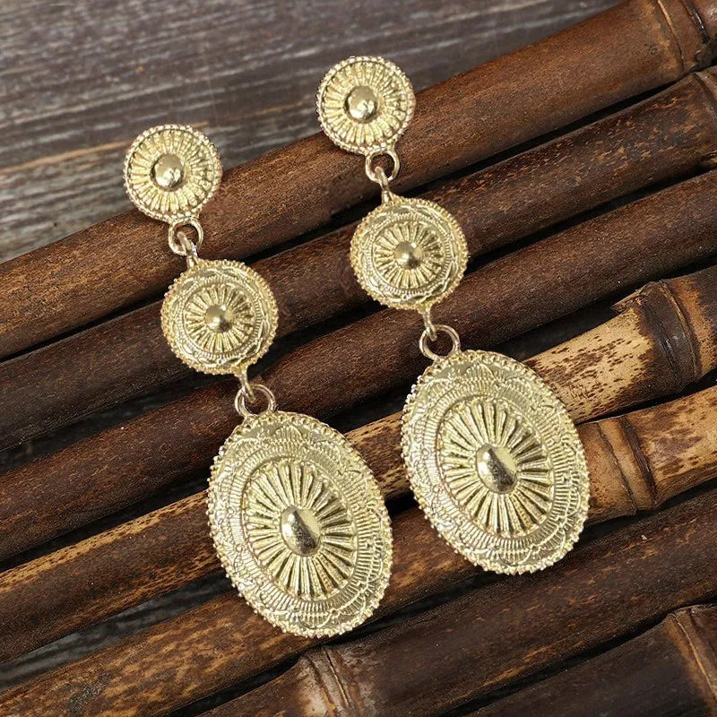 Vintage Western Concho-Style Alloy Dangle Earrings