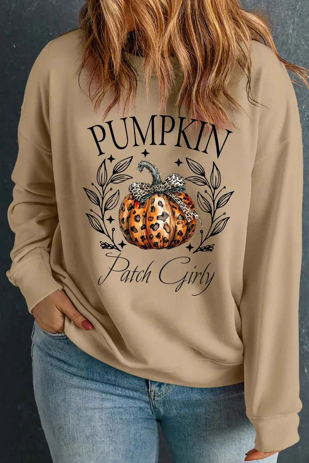 Plus Size Pumpkin Graphic Long Sleeve Sweatshirt women's Top