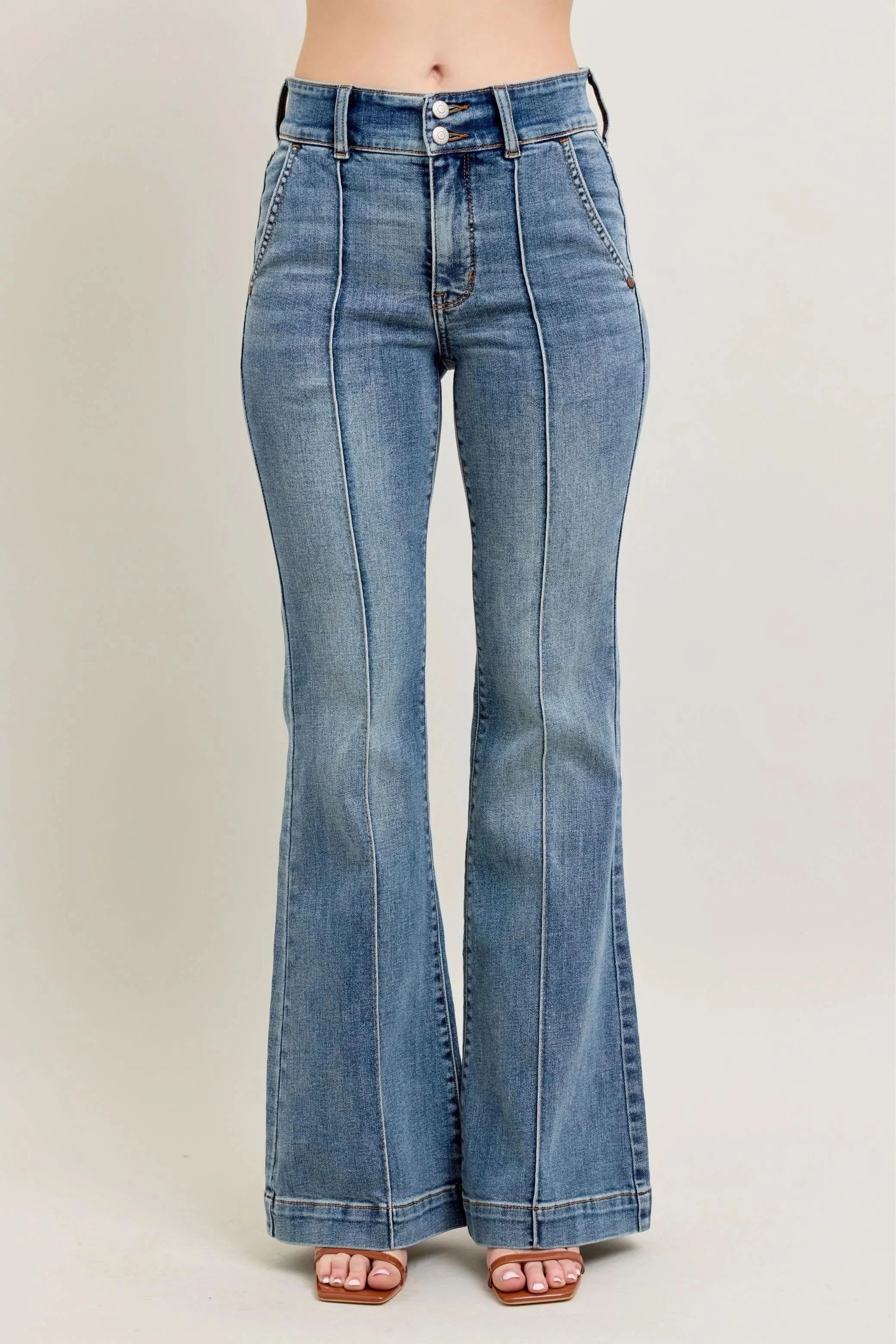 Judy Blue Full Size High-Waist Flare Denim Jeans with Front Seam Detail