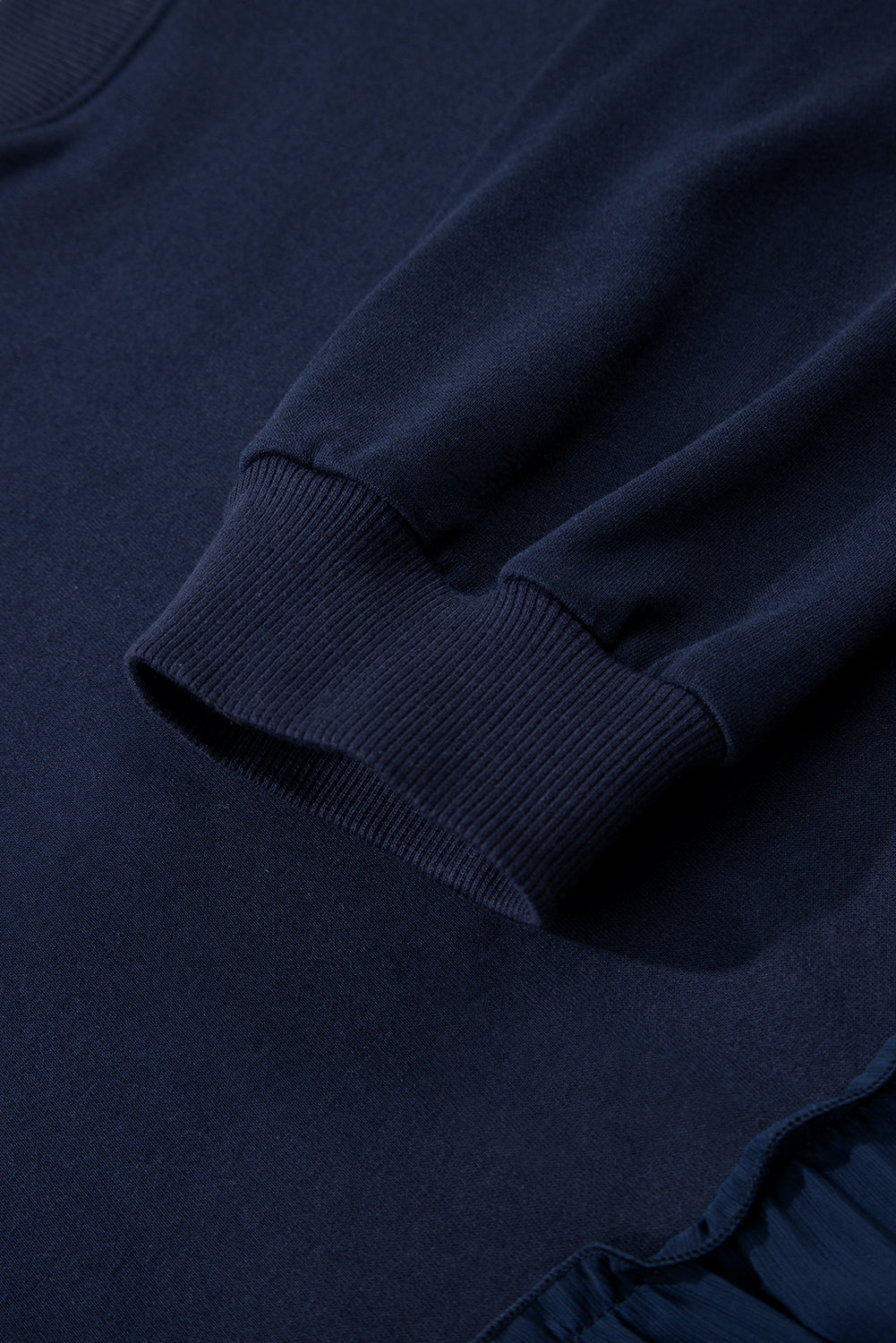 Plus Size Solid Ruffle Tiered Ribbed Crewneck Top