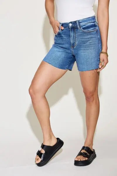 Judy Blue Full Size/Plus Size High Waist Slim Denim Shorts